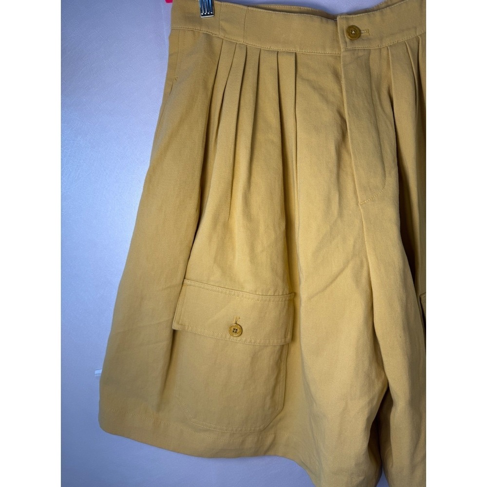 Chloe Pleated Cargo Shorts Mustard Yellow Cotton Linen Cinch Back Size 42 IT - Picture 6 of 11